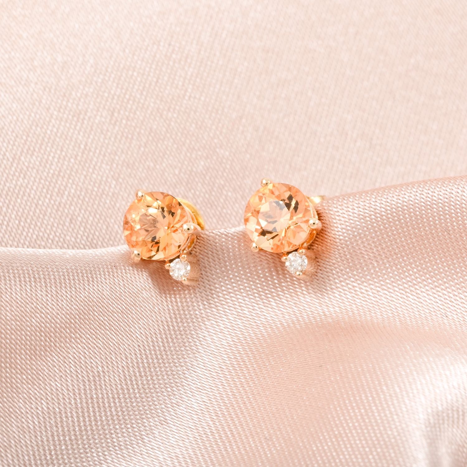 AAA Kaiserlicher Topas, Weißer Diamant AGI zertifiziert Ohrringe 417 Gold ca. 1.20 ct