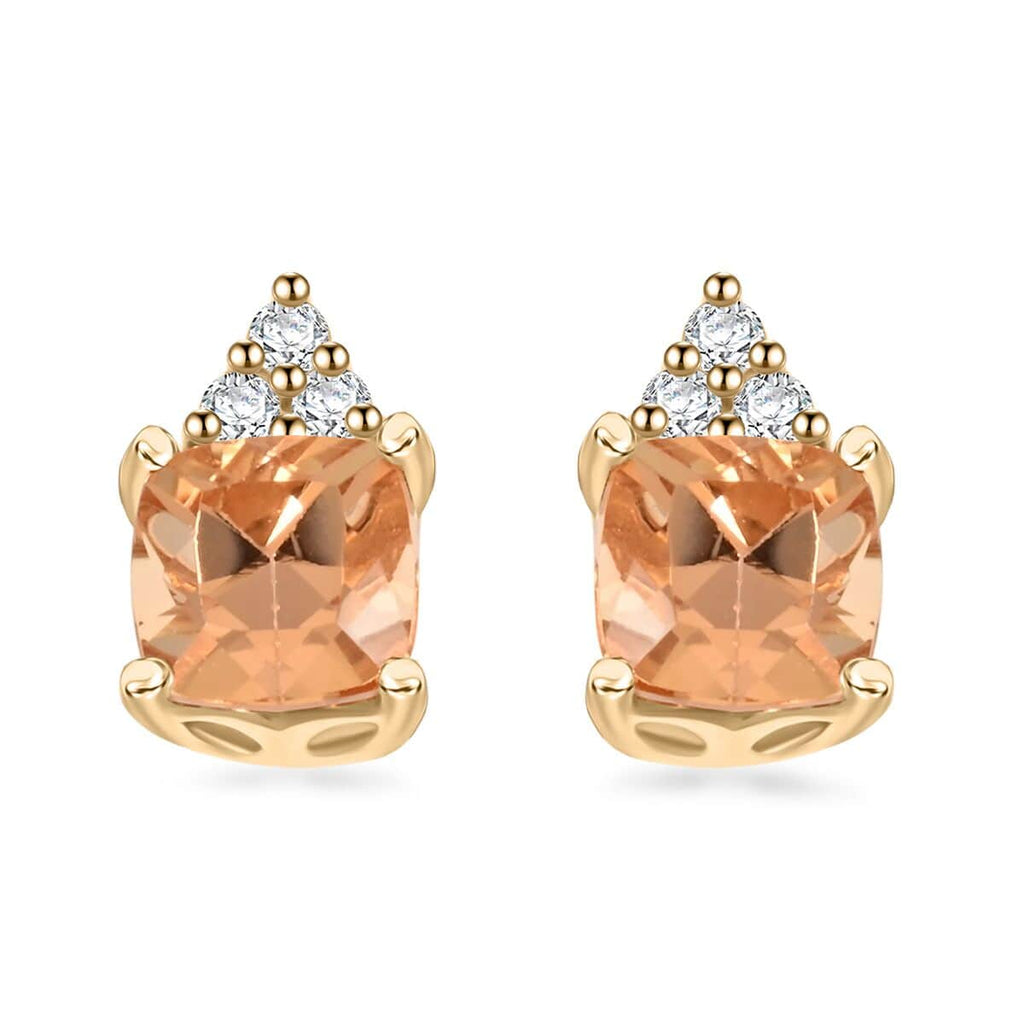 AAA Kaiserlicher Topas, Weißer Diamant AGI zertifiziert Ohrringe 417 Gold ca. 1.59 ct