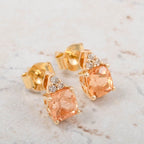 AAA Kaiserlicher Topas, Weißer Diamant AGI zertifiziert Ohrringe 417 Gold ca. 1.59 ct