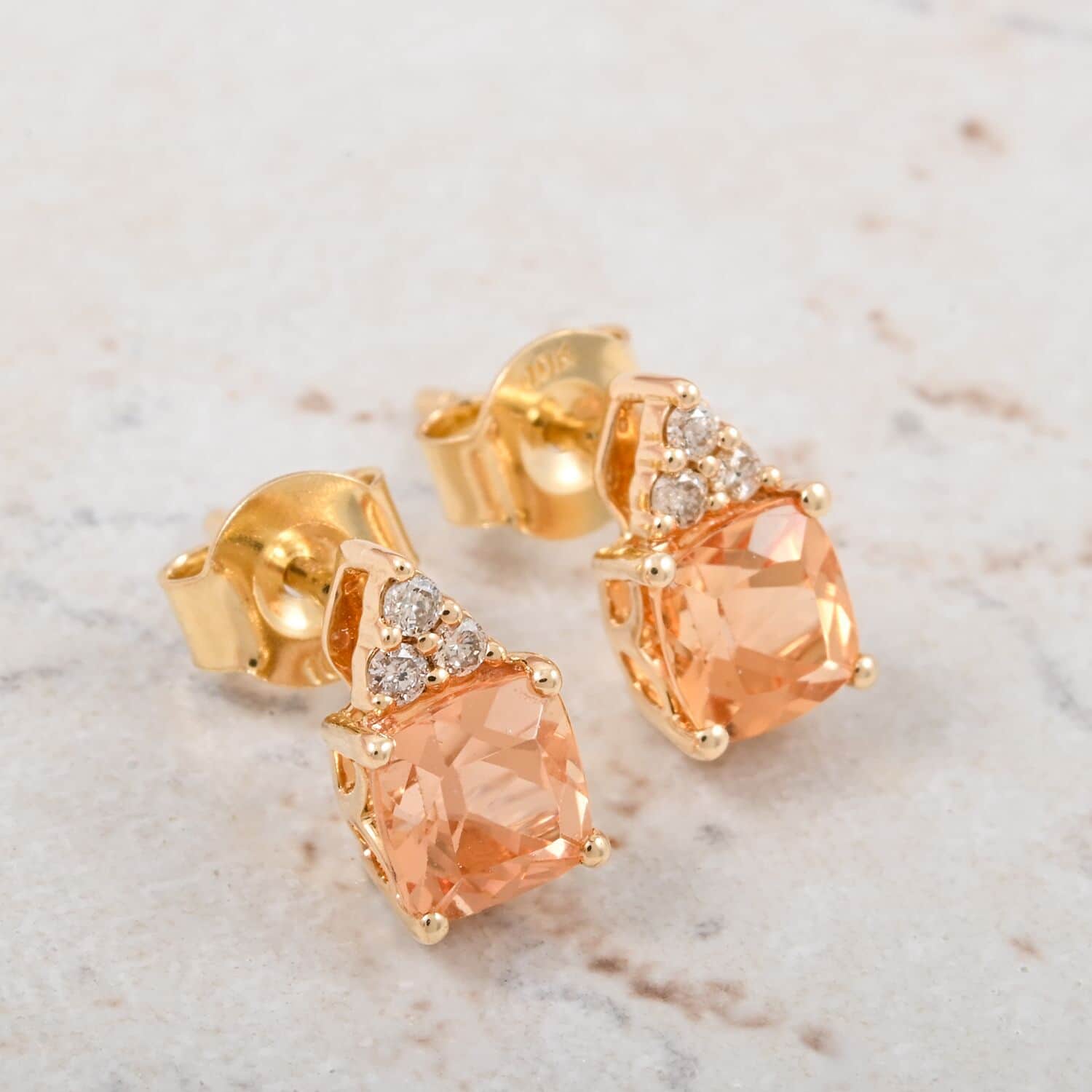 AAA Kaiserlicher Topas, Weißer Diamant AGI zertifiziert Ohrringe 417 Gold ca. 1.59 ct