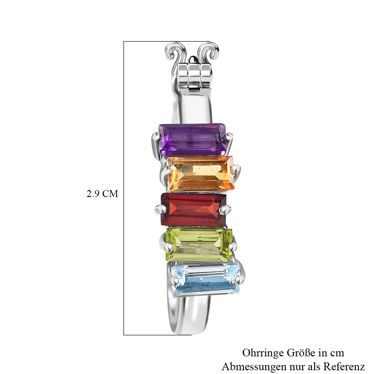 Roter Granat, Himmelblauer Topas Ohrringe Edelstahl ca. 4,11 ct.