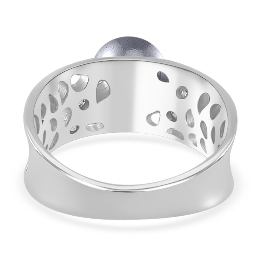 Tahiti Muschelkernperle, Moissanit Ring 925 Silber platiniert (Größe 16.00)