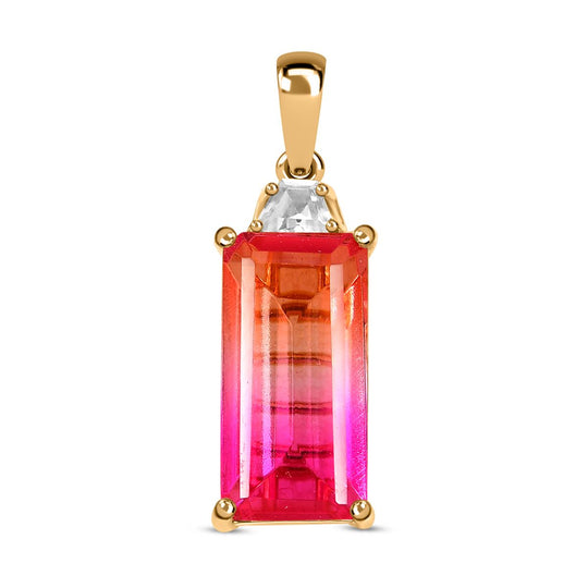 Tansanit-Farbe Quarz, Weißer Zirkon Anhänger 925 Silber rhodiniert ca. 4.68 ct
