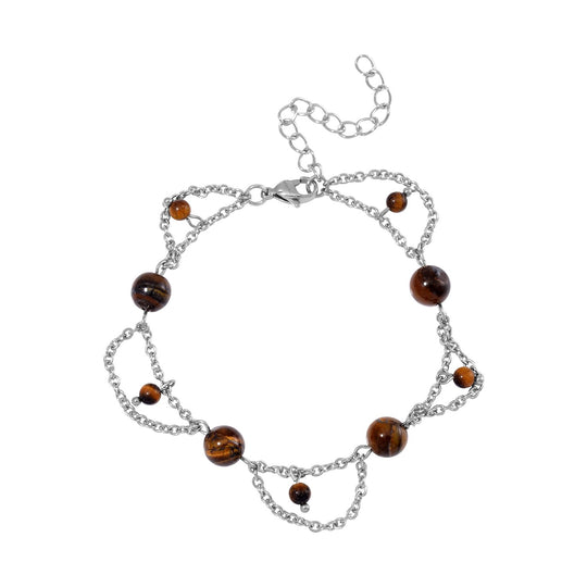 Tigerauge Armband ca. 19 cm 316L Edelstahl ca. 20.00 ct