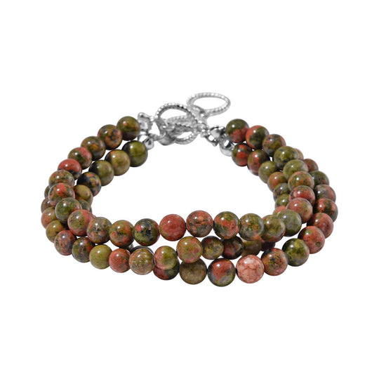 Tigerauge dreireihiges Armband, 18cm, Edelstahl - 188 ct.