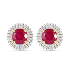AAA Montepuez-Rubin, Weißer Diamant I2-I3 Ohrringe 375 Gold ca. 1.60 ct