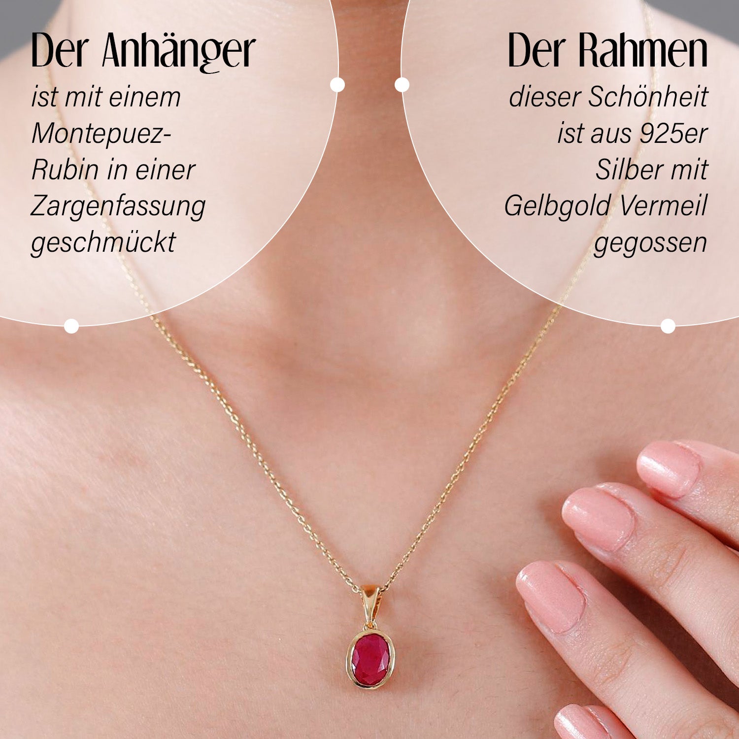 Montepuez-Rubin Anhänger 925 Silber 750 Gelbgold Vermeil ca. 2.66 ct