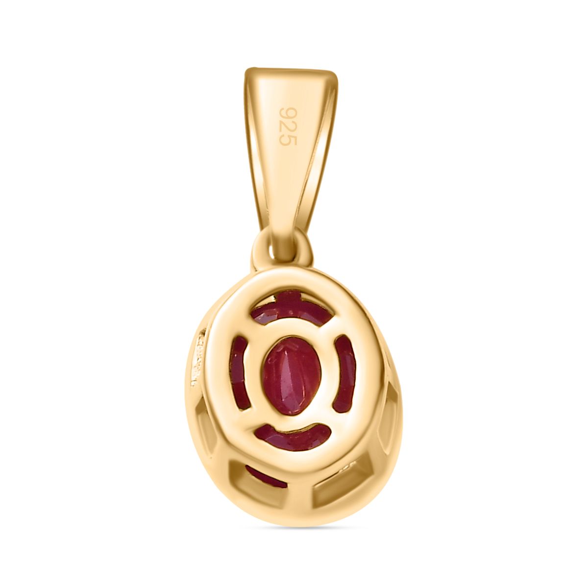 Montepuez-Rubin Anhänger 925 Silber 750 Gelbgold Vermeil ca. 2.66 ct