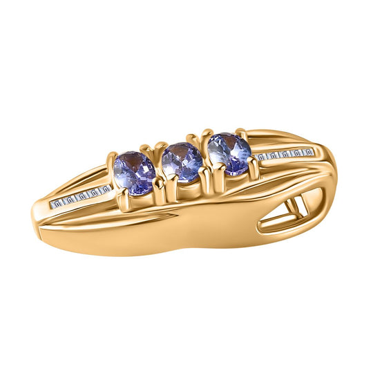 Tansanit, Weißer Diamant Anhänger 925 Silber rhodiniert ca. 0.68 ct