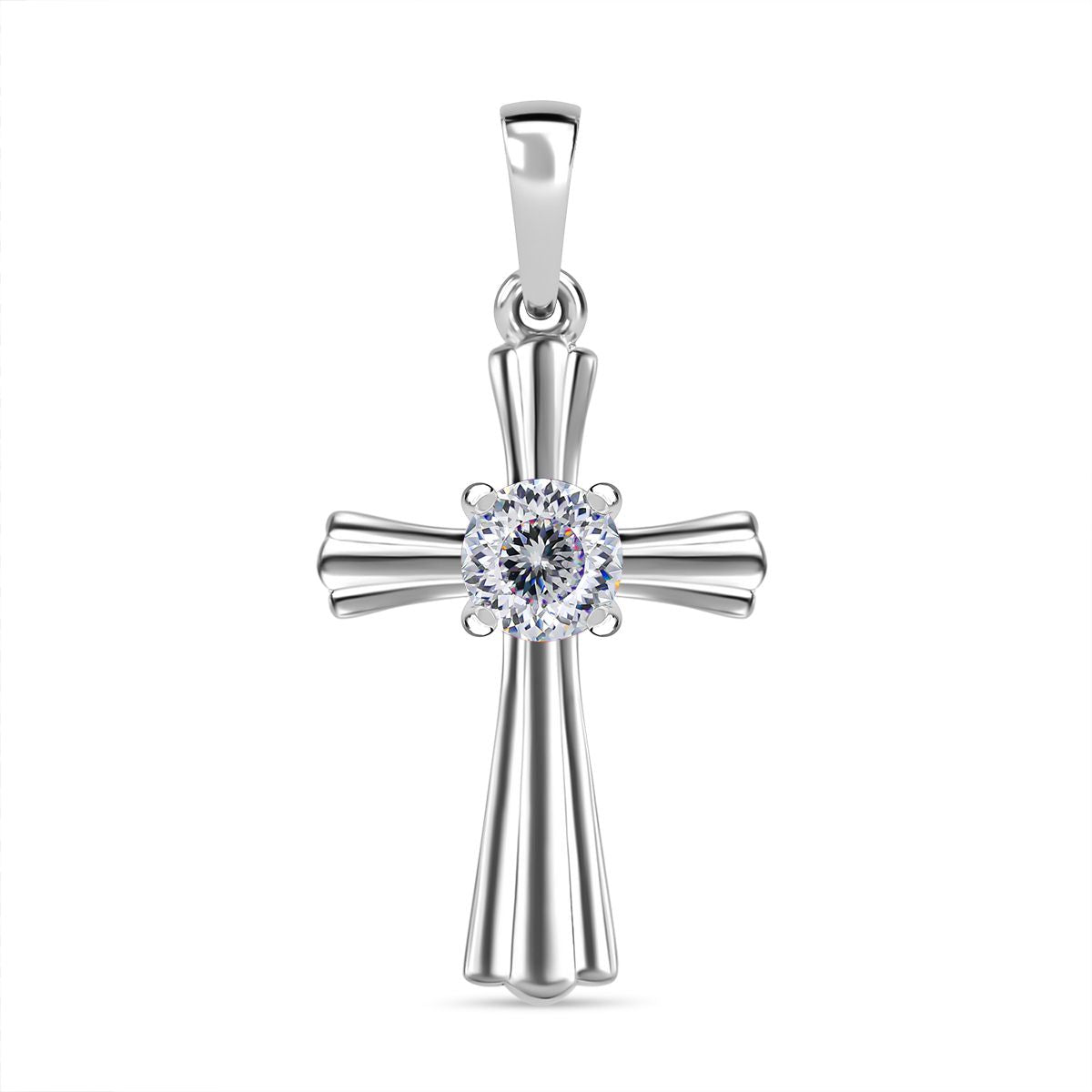120 Facetten Moissanit Anhänger 925 Silber rhodiniert ca. 0.45 ct