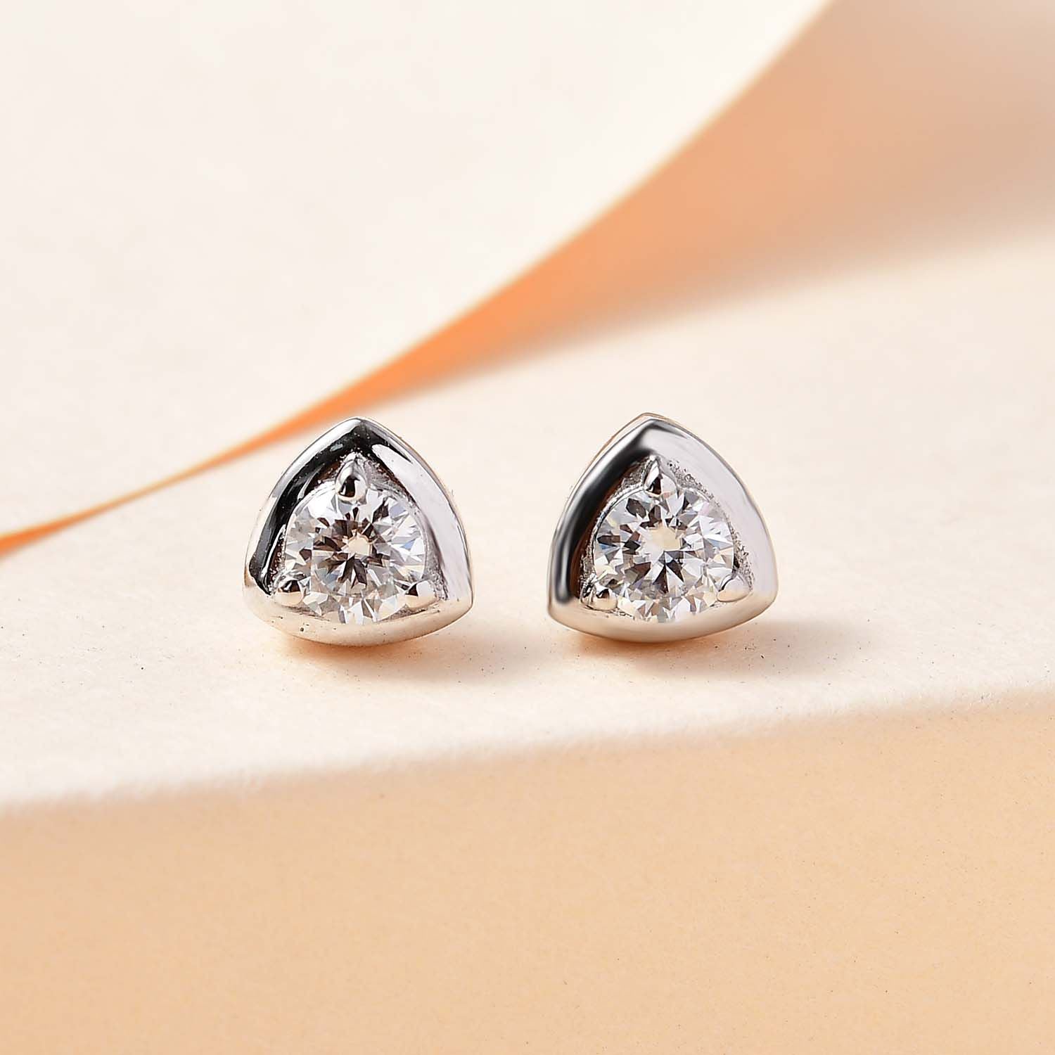 Moissanit Ohrringe 925 Silber platiniert ca. 0.44 ct