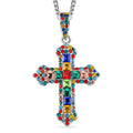 Mehrfarbiger Kristall Halskette ca. 50 cm
