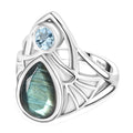Labradorit, Himmelblauer Topas Ring Edelstahl (Größe 16.00) ca. 3,19 ct