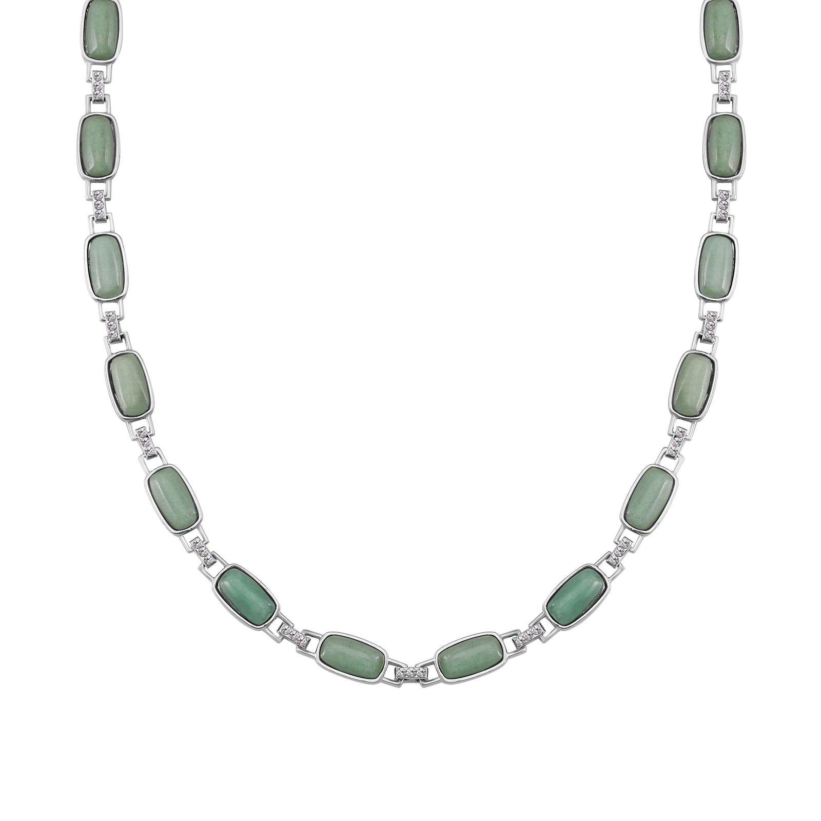 Grüner Aventurin, Weißer Kristall Halskette mit magnetischem Verschluss ca. 50 cm