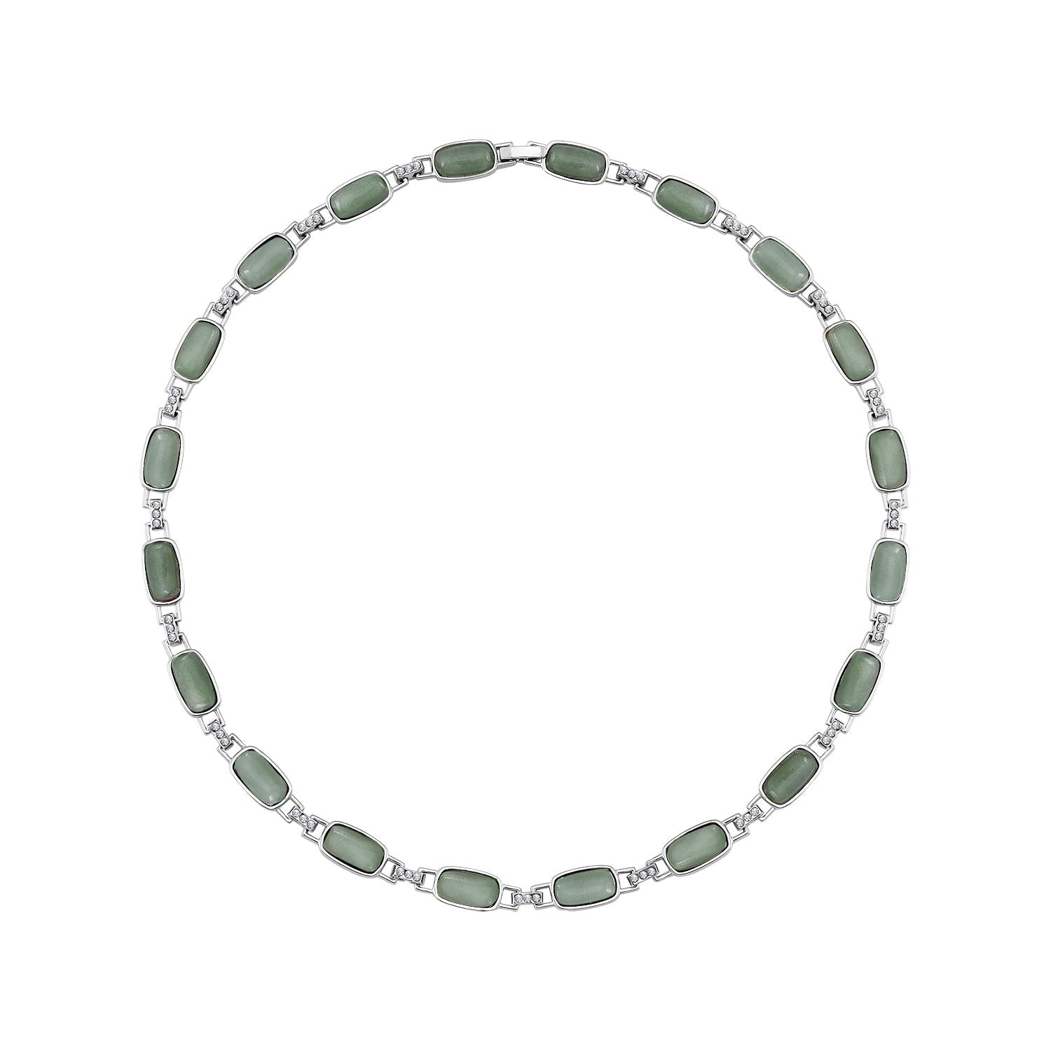 Grüner Aventurin, Weißer Kristall Halskette mit magnetischem Verschluss ca. 50 cm