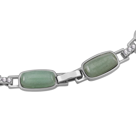 Grüner Aventurin, Weißer Kristall Halskette mit magnetischem Verschluss ca. 50 cm