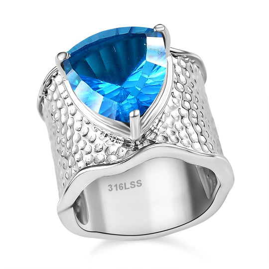 Karibik Quarz Ring Edelstahl ca. 5,79 ct