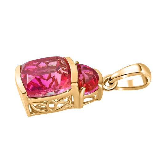 Tulip inspiriert - Sunset Quarz Triplette Anhänger 925 Silber vergoldet ca. 5.88 ct