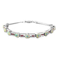 AA Natürlicher, äthiopischer Welo Opal, Afrikanischer Rubin (Fissure gefüllt) Armband ca. 19 cm 925 Silber rhodiniert ca. 3.63 ct