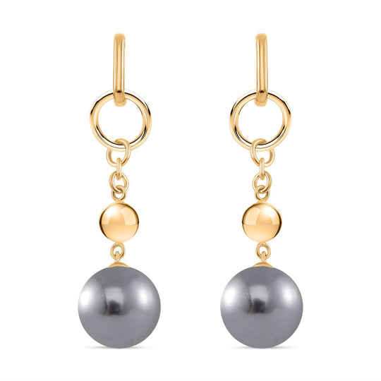 Sleeping Beauty Türkis farbe Muschelperle Ohrringe 925 Silber 750 Gelbgold Vermeil