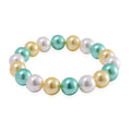 Flexibles, goldenes, weißes und grünes Muschelkernperlen-Armband