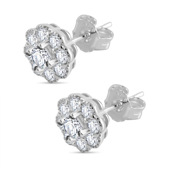 LUSTRO STELLA - Weißer Zirkonia Ohrringe, 925 Silber Gelbgold Vermeil