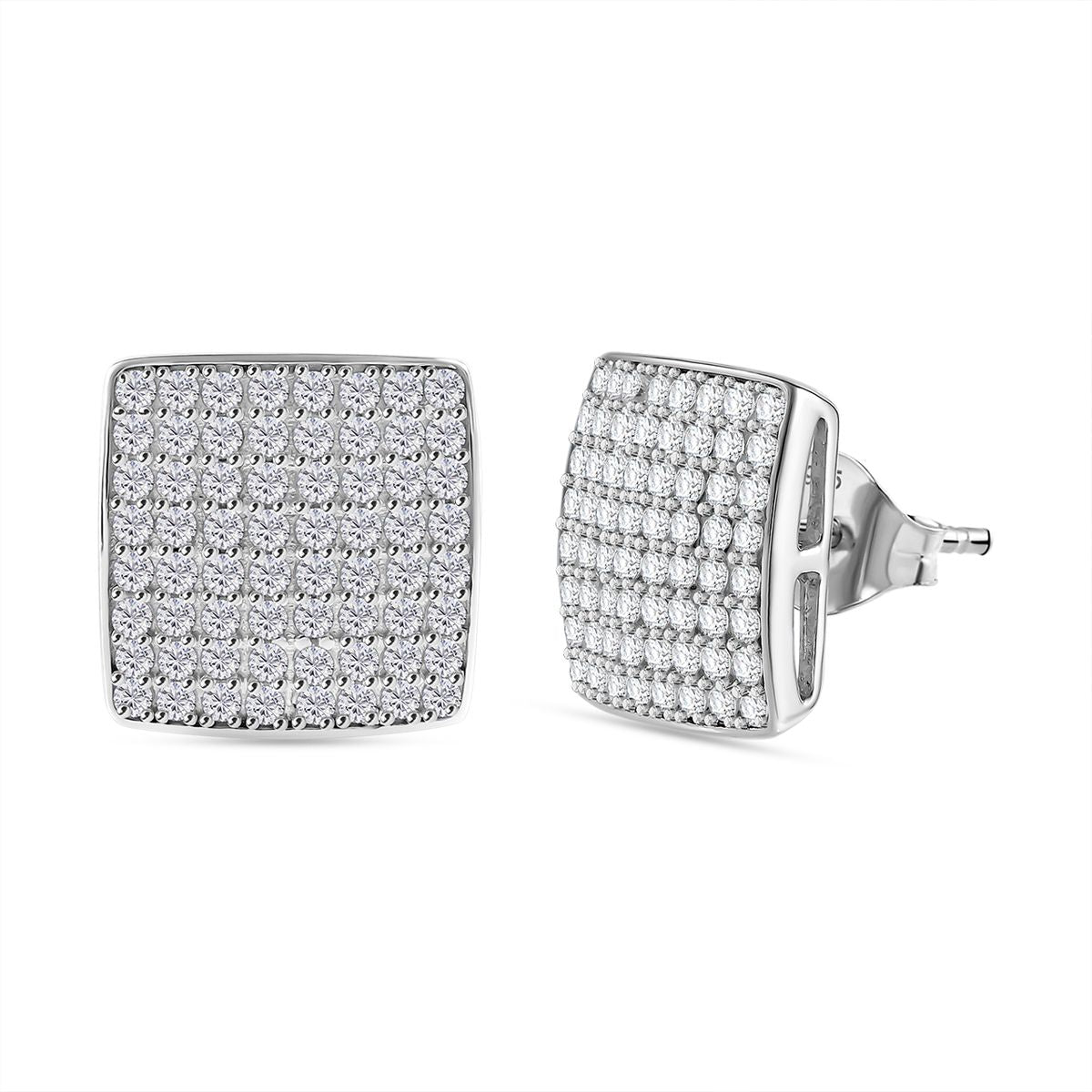 LUSTRO STELLA - Weißer Zirkonia Ohrringe, 925 Silber rhodiniert