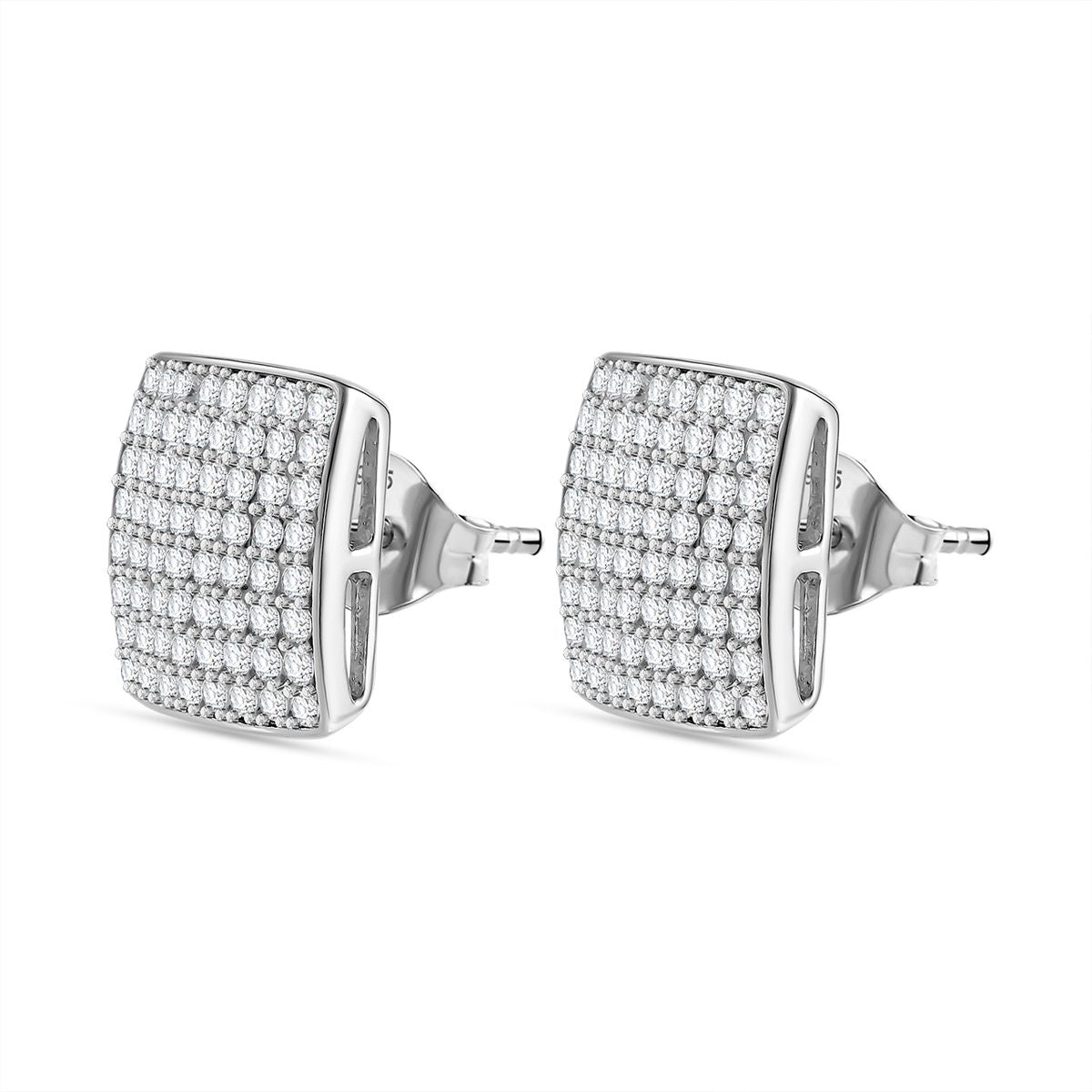 LUSTRO STELLA - Weißer Zirkonia Ohrringe, 925 Silber rhodiniert