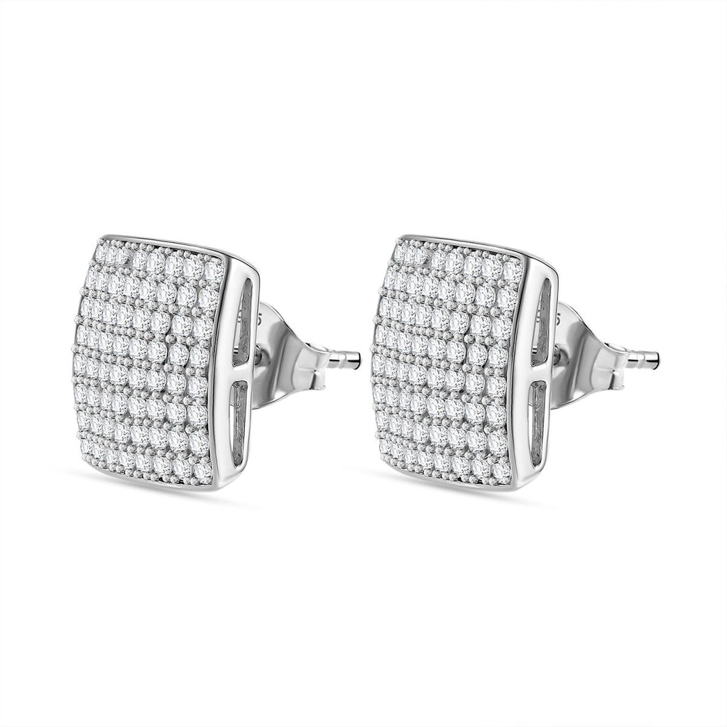 LUSTRO STELLA - Weißer Zirkonia Ohrringe, 925 Silber rhodiniert