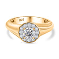 Moissanit Ring 925 Silber 750 Gelbgold Vermeil (Größe 16.00) ca. 0,63 ct