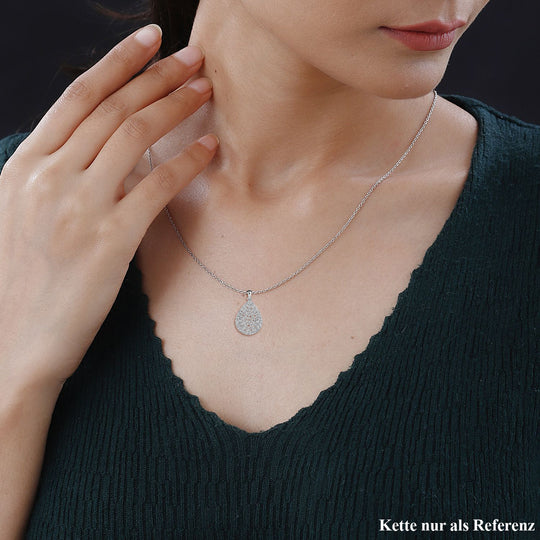 LUSTRO STELLA - Weißer Zirkonia Anhänger 925 Silber rhodiniert