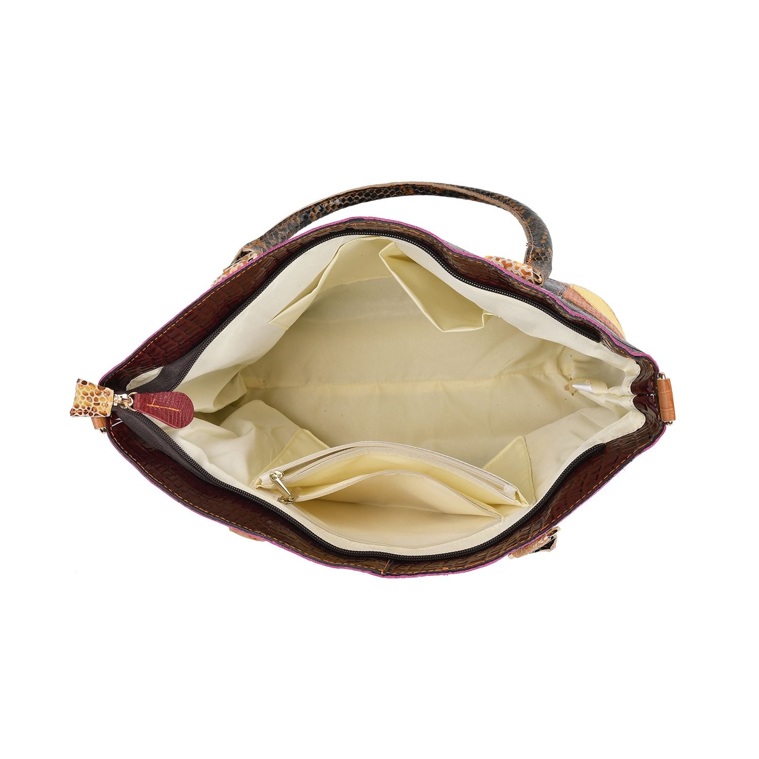Chaos by Elsie - 100% Echtleder gewebter Tasche mit RFID schutz, 32 x 23 x 11 cm, Patchwork