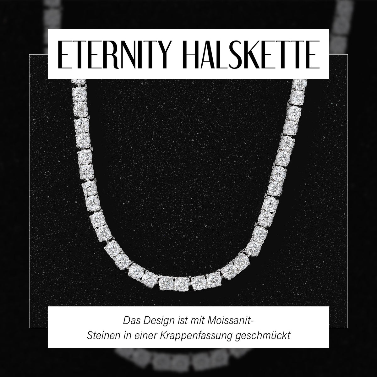 Moissanit Halskette ca. 45 cm 925 Silber rhodiniert ca. 14.28 ct