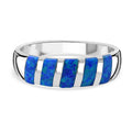 Simulierter Blauer Opal Ring 925 Silber rhodiniert (Größe 16.00)