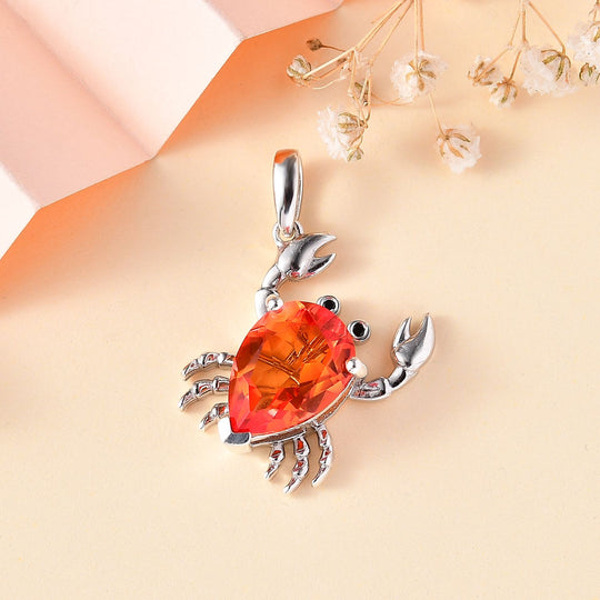 GP Trionfo Kollektion - Padparadscha Quarz Triplette, Kanchanaburi Blauer Saphir Anhänger 925 Silber rhodiniert ca. 5.79 ct