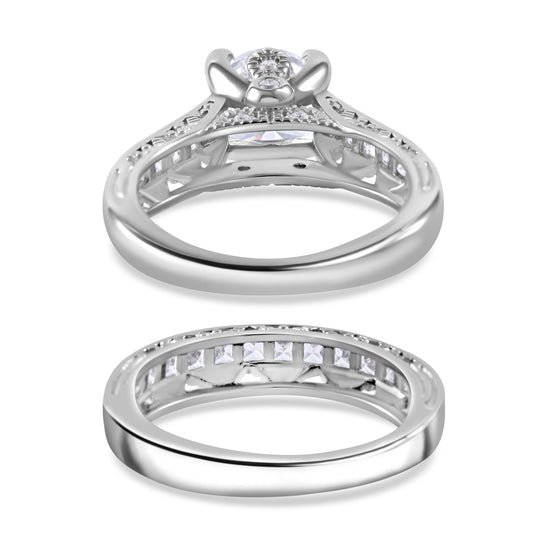 LUSTRO STELLA-Weißer Zirkonia Ring 925 Silber rhodiniert