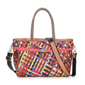 Chaos by Elsie - Echte Leder Tote Bag mit RFID und Mattem Webdesign, 34x14x25cm