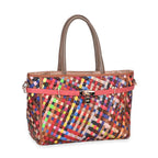 Chaos by Elsie - Echte Leder Tote Bag mit RFID und Mattem Webdesign, 34x14x25cm