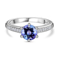 AA Tansanit, Moissanit Ring 925 Silber rhodiniert (Größe 18.00) ca. 1,50 ct