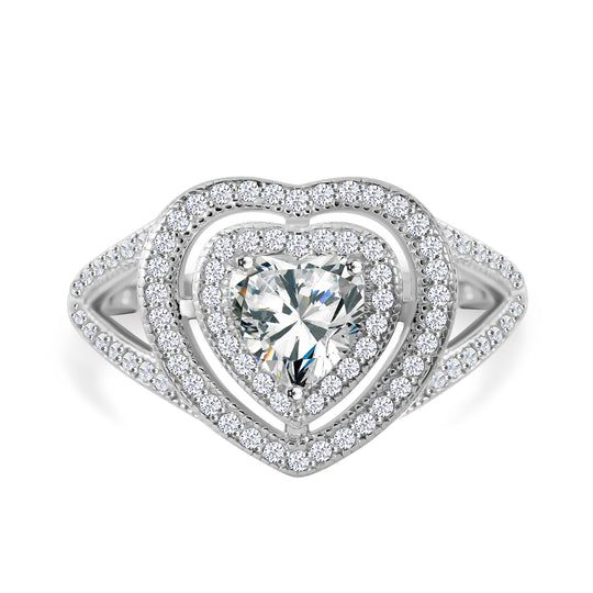LUSTRO STELLA -Weißer Zirkonia Ring 925 Silber rhodiniert