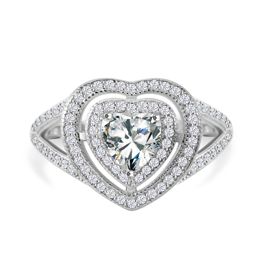 LUSTRO STELLA -Weißer Zirkonia Ring 925 Silber rhodiniert