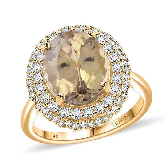 LUXORO AAA Turkizit, Weißer Diamant AGI zertifiziert Ring 585 Gold (Größe 16.50) ca. 5.04 ct
