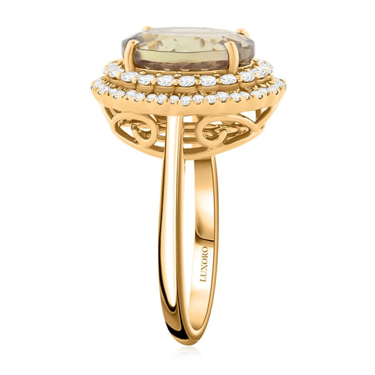 LUXORO AAA Turkizit, Weißer Diamant AGI zertifiziert Ring 585 Gold (Größe 16.50) ca. 5.04 ct
