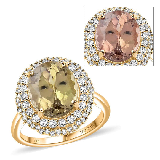 LUXORO AAA Turkizit, Weißer Diamant AGI zertifiziert Ring 585 Gold (Größe 16.50) ca. 5.04 ct