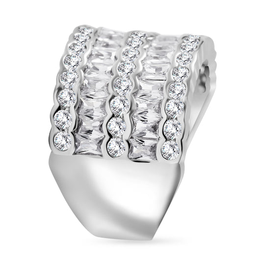 LUSTRO STELLA - Weißer Zirkonia Ring, 925 Silber rhodiniert (Größe 18.00)