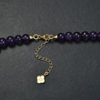 Afrikanischer Amethyst Halskette ca. 45 cm + 5 cm Extender, 925 Silber 750 Gelbgold Vermeil ca. 175,00 ct.