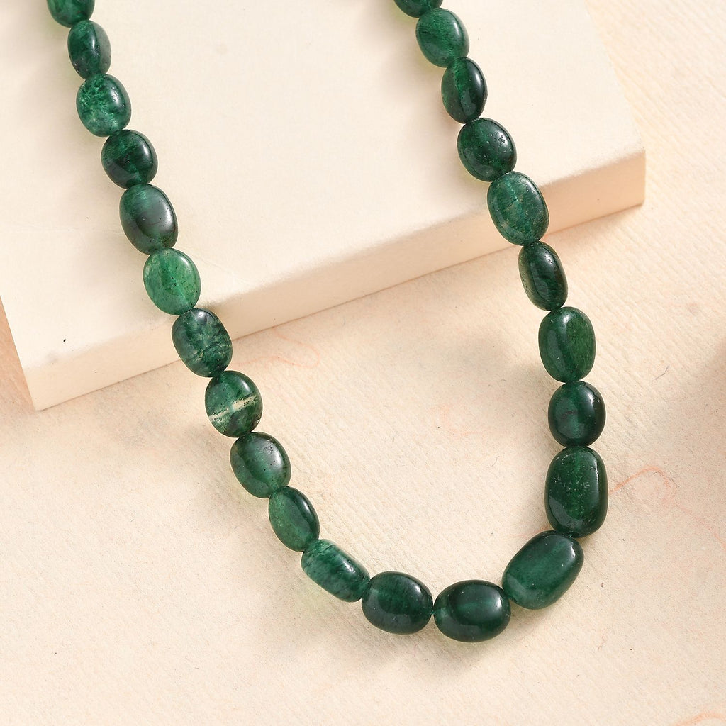 Grüner Aventurin Halskette ca. 45 cm Messing rhodiniert ca. 85,00 ct.