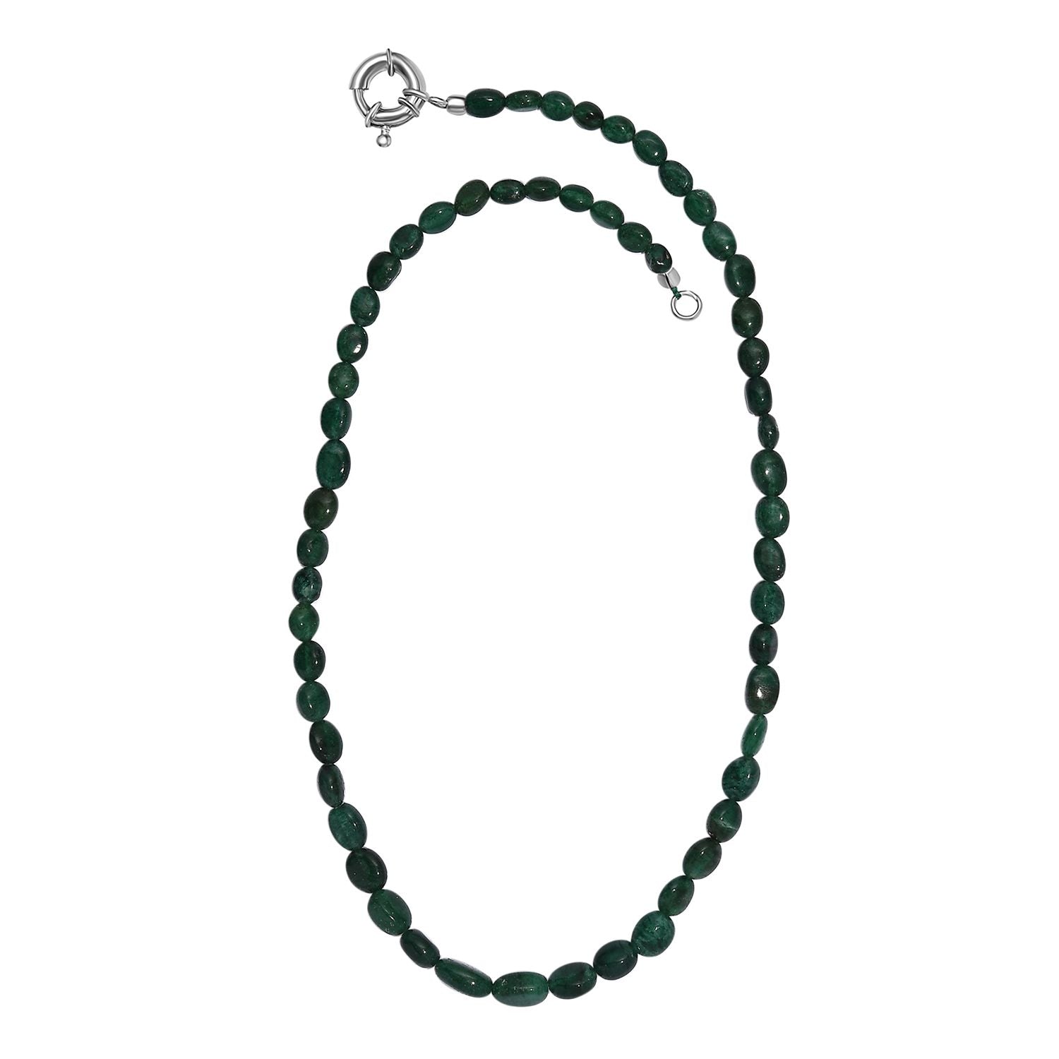 Grüner Aventurin Halskette ca. 45 cm Messing rhodiniert ca. 85,00 ct.