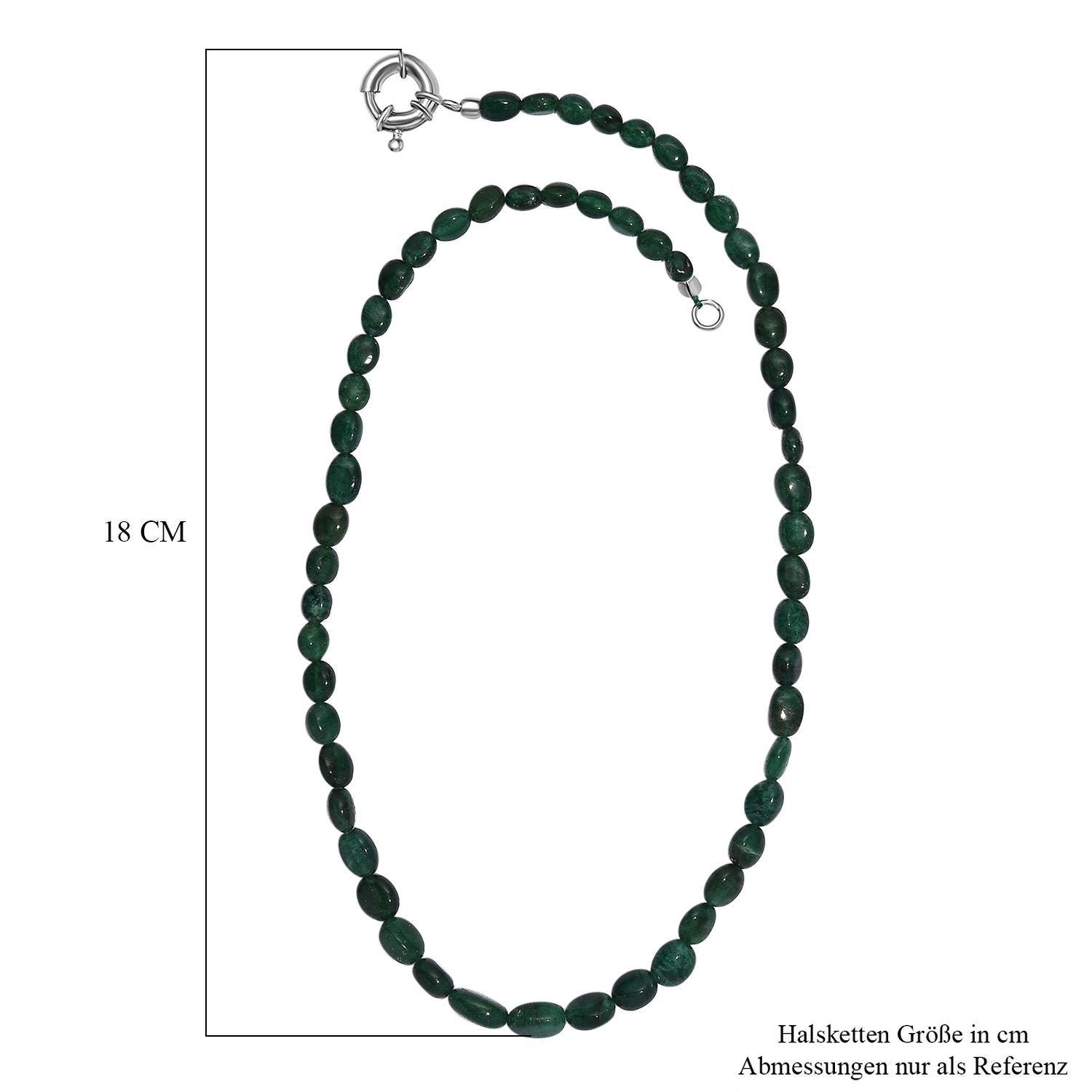 Grüner Aventurin Halskette ca. 45 cm Messing rhodiniert ca. 85,00 ct.