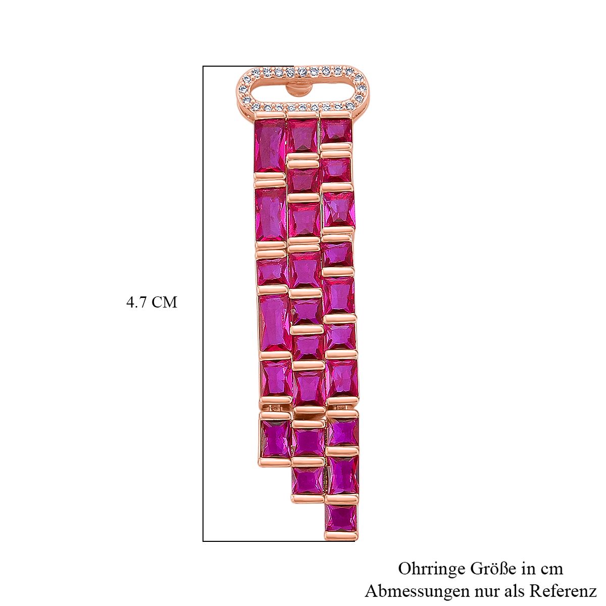 Weißer Zirkonia, Glas Ohrringe, Nickelfreies Messing, roséfarben